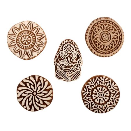 Set of 5 Piece New Mix Wooden Printing Block